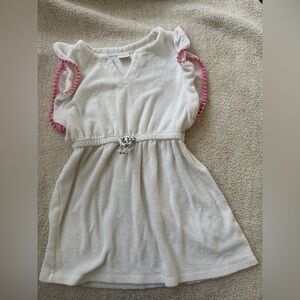 Gymboree Kid Girl White Cover Up Dress with Pink Accent on sleeve